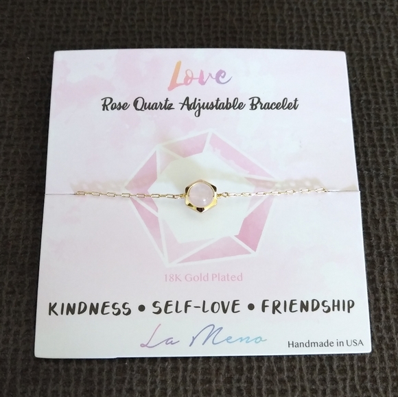 La Meno Hexagon Rose🌹Quartz💎Bracelet - Picture 2 of 15